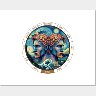 ZODIAC Gemini - Astrological GEMINI - GEMINI - ZODIAC sign - Van Gogh style - 10 Posters and Art